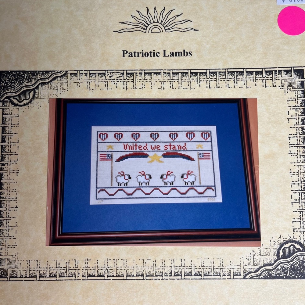 VTG Patriotic Lambs Cross Stitch Pattern Earth‎ Threads Betsy Stinner 2002